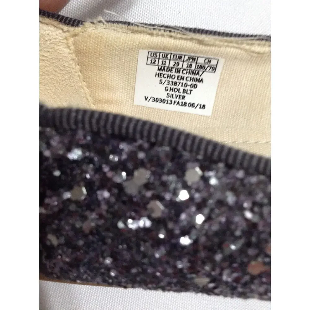 GAP Kids Girls Silver Glitter Ballet Flats Ankle Strap Dress Shoe Zipper Size 12